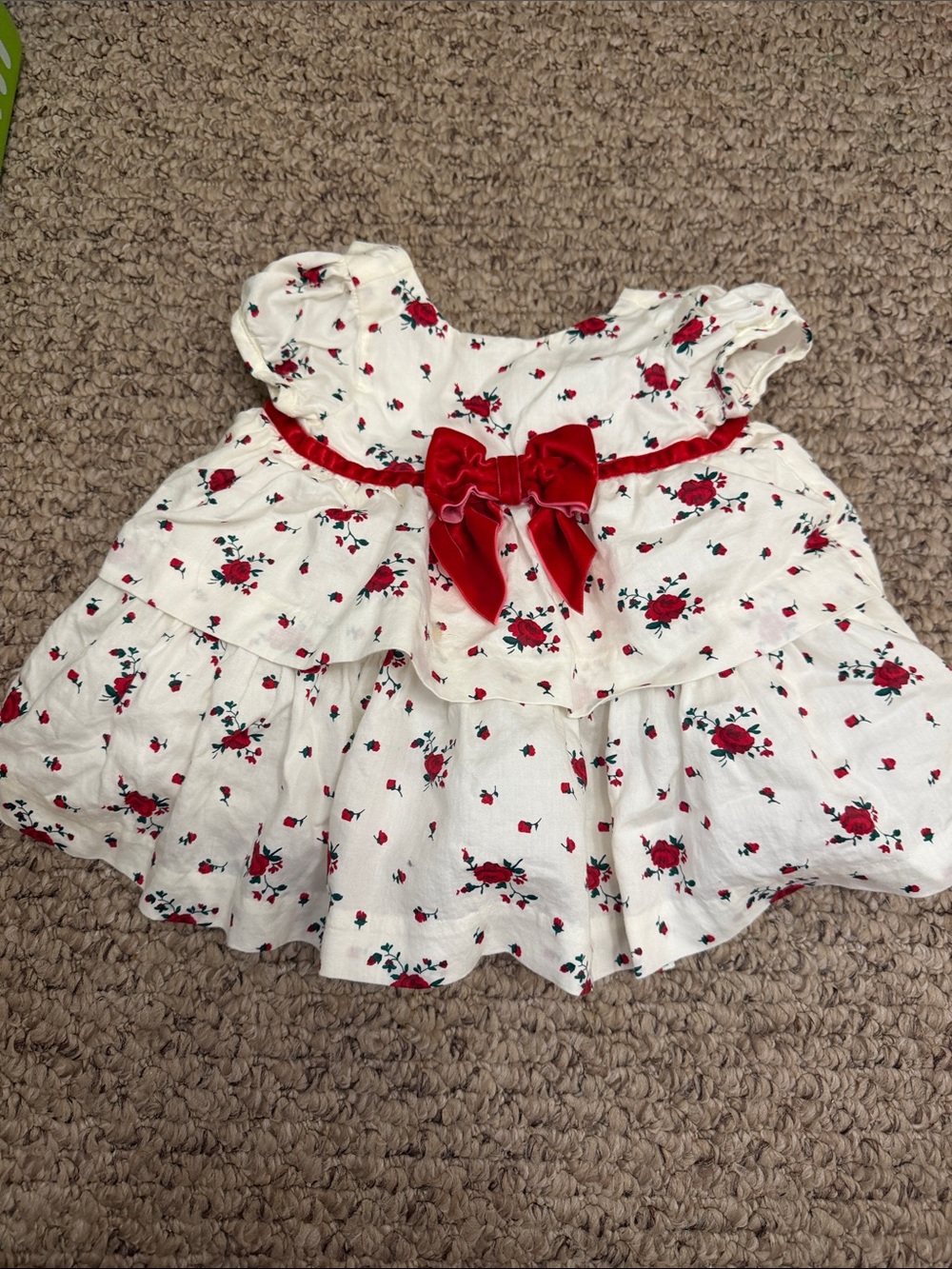 Janie and Jack White Floral Baby Dress with Red Bow